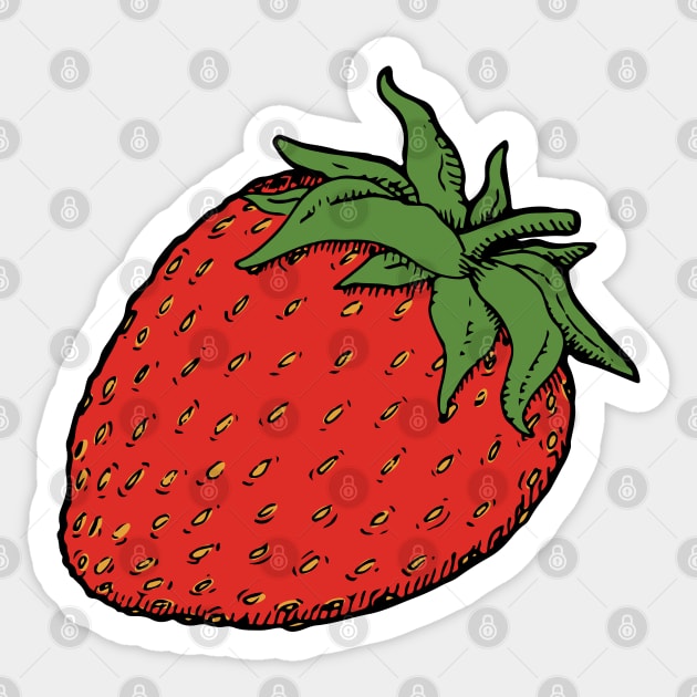 Plump and Red Strawberry Sticker by deancoledesign